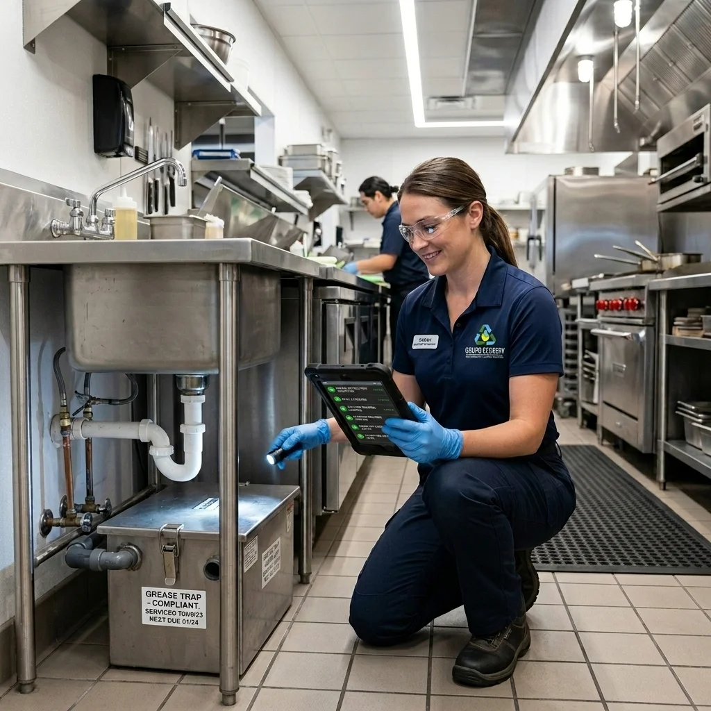 Cocina Industrial Limpia con Técnico de Grupo Ecoserv